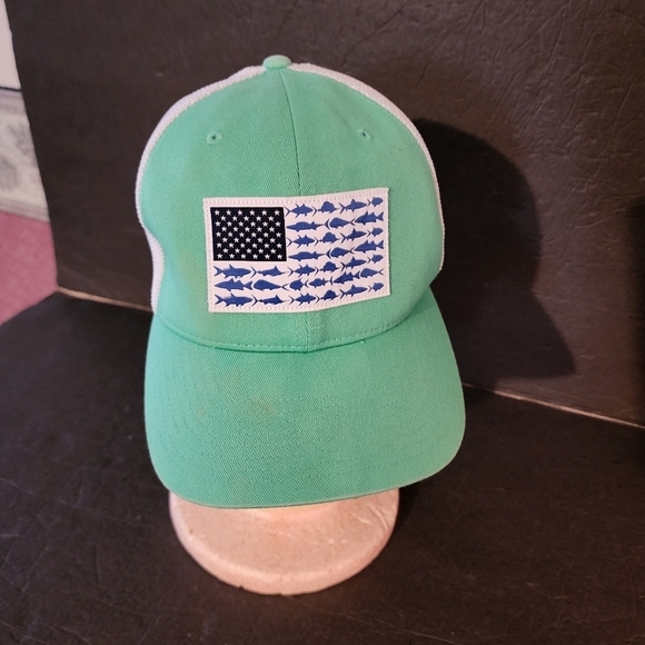 Columbia PFG Mesh Snap Back Fish Flag Ball Cap Size S/M Unisex - Picture 1 of 12